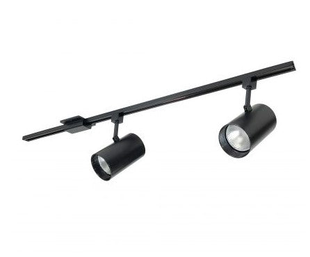 Nora Lighting NTL-151B/2H 4-foot Track Pack with (2) Flat Back Cylinder PAR30 Track Heads, Black Finish