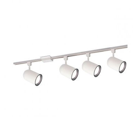 Nora Lighting NTL-156/4H 4-foot Track Pack with (4) Round Back Cylinder PAR30 Track Heads, White Finish