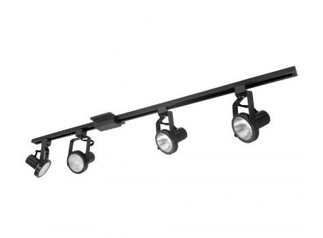 Nora Lighting NTL-158B/4H 4-foot Track Pack with (4) Gimbal Ring PAR30 Track Heads, Black Finish