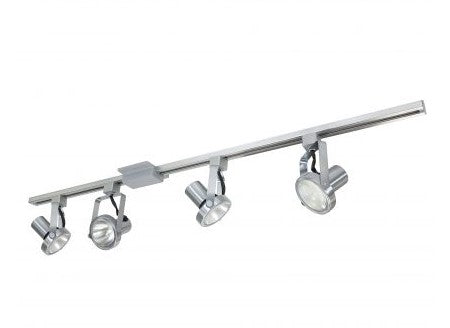 Nora Lighting NTL-158N/4H 4-foot Track Pack with (4) Gimbal Ring PAR30 Track Heads, Natural Metal Finish