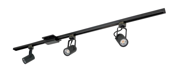 Nora Lighting NTLE-860L93010B 4-ft Track Pack W/3 MAY 800lm LED Track Heads, Color Temperature 3000K, Black Finish