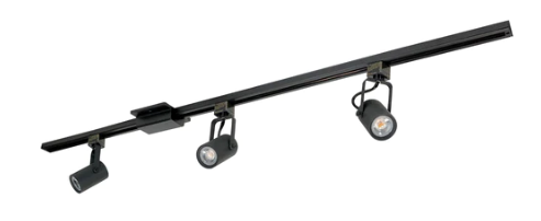 Nora Lighting NTLE-860L93510B 4-ft Track Pack W/3 MAY 800lm LED Track Heads, Color Temperature 3500K, Black Finish