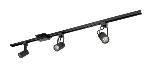 Nora Lighting NTLE-860L94010B 4-ft Track Pack W/3 MAY 800lm LED Track Heads, Color Temperature 4000K, Black Finish