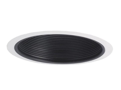 Nora Lighting NTM-30 6 Inch BR/PAR30 Stepped Baffle with Plastic Ring, Black/White