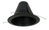 Nora Lighting NTM-713BBAL 6" Air-Tight Aluminum Baffle Cone w/ Flange, Black/Black Finish