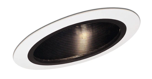 Nora Lighting NTP-614B 6" Sloped Phenolic Stepped Baffle Trim, Black/White Finish
