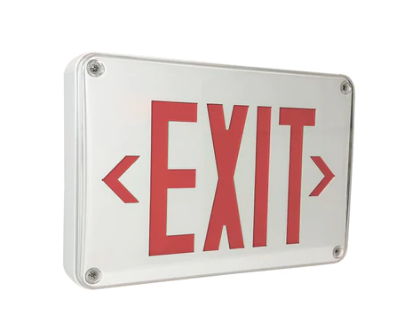 Nora Lighting NX-617-LED/R LED Self-Diagnostic Wet Location Exit Sign w/ Battery Backup, White Housing w/ Red Letters