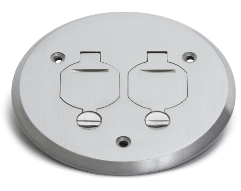 Lew Electric PBR-FPA 1 Duplex Flip Lid Round Cover For PBR-1 Floor Box- Aluminum Finish
