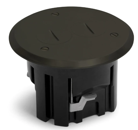 Lew Electric  PBR1-SPDB 15A Power One Duplex Power Round Plastic Floor Box W/ Screw Plugs Cover, Dark Bronze Finish
