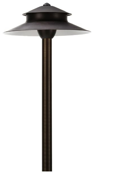 ABBA Lighting USA PLB13 LED Two Tier Brass Path Low Voltage Pagoda Outdoor Landscape Lighting With ABS Plastic Ground Spike included