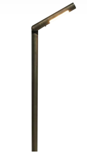 ABBA Lighting USA PLB16 Adjustable Lamp Ready Brass Round L-Shaped Low Voltage Path Light, Color Temperature 3000K