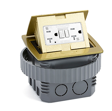 Lew Electric PUFP-CT-B-PB Countertop Pop Up Floor Box 20A Power Outlet, Brass Finish
