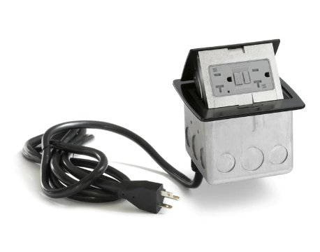 Lew Electric PUFP-CT-BK-GFI-WC Countertop Pop Up 20A GFI Corded Plug Power Outlet, Black Finish