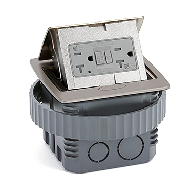 Lew Electric PUFP-CT-NS-PB Countertop Pop Up Elecrical Outlet W/ GFCI Receptacle, Nickel