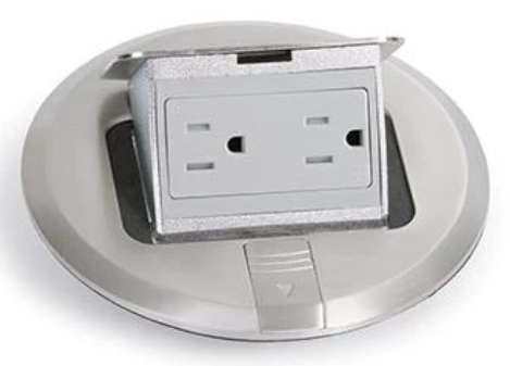 Lew Electric PUFP-SD Round Pop Up Floor Box W/ 15A Outlet Wood or Concrete, Stainless
