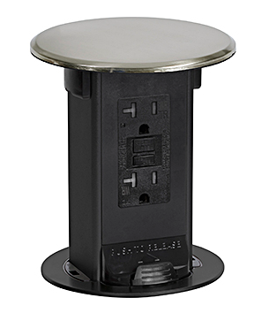 Lew Electric PUR20-NS SPill Proof Counter Pop UP W/ 20A Self-Testing GFI Receptacle, Nickel Silver