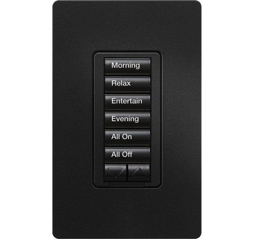 Lutron RRD-H6BRL-MN RadioRA 2 Six button Hybrid Keypad Lighting Control with Wall Mount Raise/Lower Satin Midnight 120V - BuyRite Electric