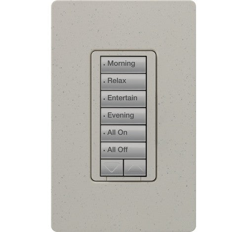 Lutron RRD-H6BRL-ST RadioRA 2 6-Button Hybrid Keypad Lighting Control with Wall Mount Raise/Lower Satin Stone 120V - BuyRite Electric
