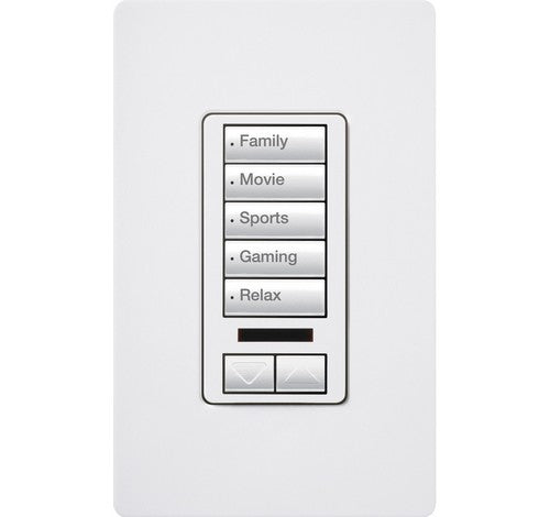 Lutron RRD-W5BRLIR-WH RadioRA 2 Lutron Wall Keypad 7 Button with Raise/Lower and IR Lens White 120V - BuyRite Electric