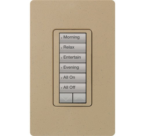 Lutron RRD-W6BRL-MS RadioRA 2 Lutron Radiora2 Wall Keypad 6 Button with Raise/Lower Mocha Stone 120V - BuyRite Electric