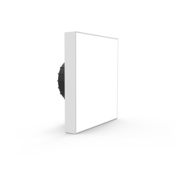 Square LED lighting fixture, white, DMF DRD5S4S07930, 4", black backing, for recessed installation, 750 lumens, 3000K.