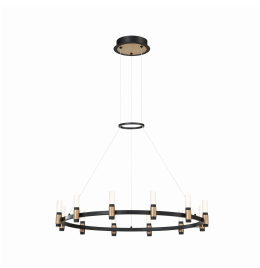 Eurofase Lighting 37043-018 LED Albany 32 inch Chandelier Ceiling Light Deep Black/Brass Finish
