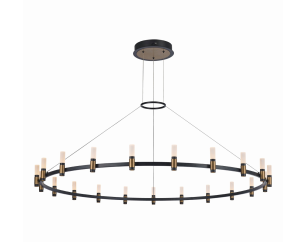 Eurofase Lighting 37045-012 LED Albany 60 inch Chandelier Ceiling Light Deep Black/Brass Finish
