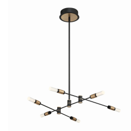 Eurofase Lighting 37050-016 LED Albany 32 inch Chandelier Ceiling Light Deep Black/Brass Finish