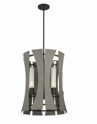 Eurofase Lighting 38163-012 LED Pennino 18 inch Chandelier Ceiling Light Matte Black with Grey Wood Finish