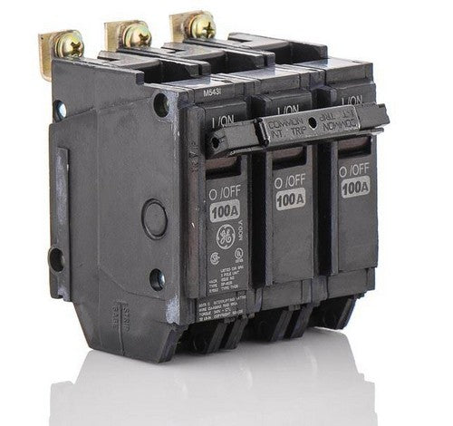 GE THQB32100 100 Amp Three-pole Q-Line Miniature Circuit Breakers 10KAIC Standard 120 ~ 240 VAC - BuyRite Electric