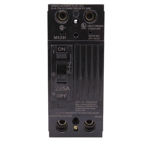 GE TQD22225WL 225 Amp TQD 2P Thermal Magnetic Circuit Breakers 10KA 120 ~ 240 VAC - BuyRite Electric