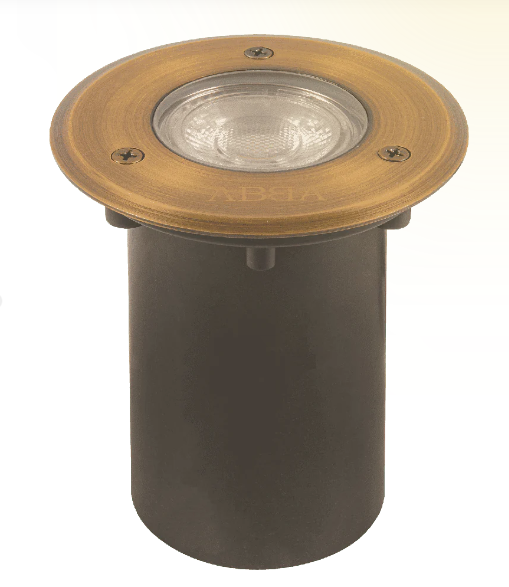 ABBA Lighting USA UNB12 Cast Brass Round LED In-Ground Waterproof Well Light, Natural Brass Finish