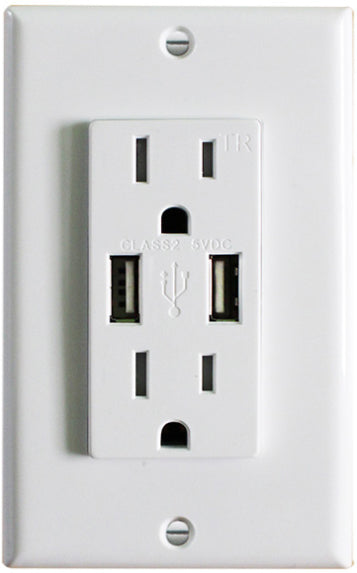 Westgate USB2-15TR-WH 2 Vertical 15A Receptacle W/2 USB Port 5V DC