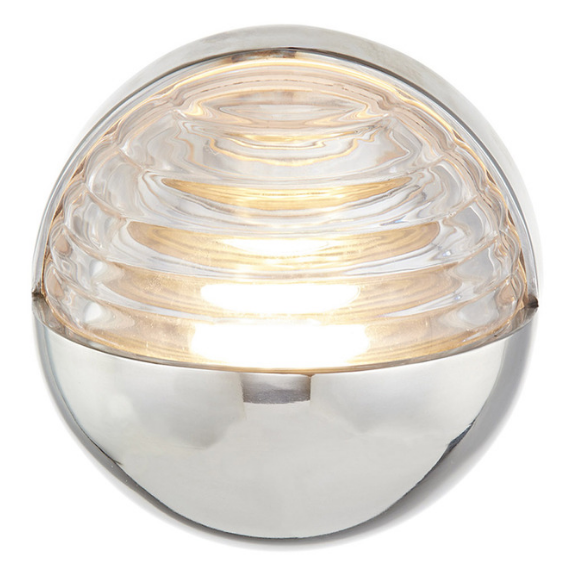Alora Lighting WV330106PNCR Palais 5.63 inches Wide Clear Ribbed Wall Sconce Light, Polished Nickel Finish