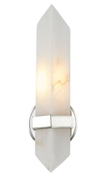 Alora Lighting WV334105PNAR Valencia 15 inches Tall Alabaster Glass Wall Sconce Light, Polished Nickel Finish