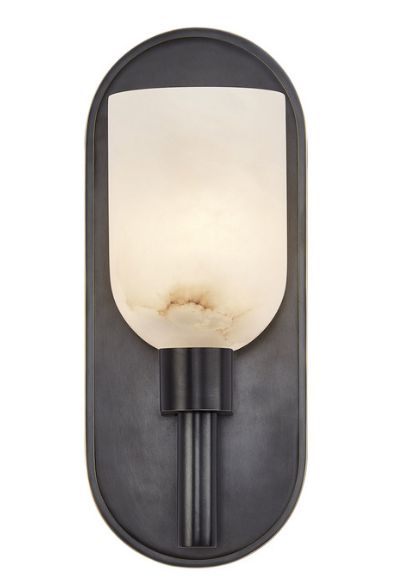 Alora Lighting WV338101UBAR Lucian 9 inches Tall Alabaster Glass LED Wall Sconce Light, Urban Bronze Finish