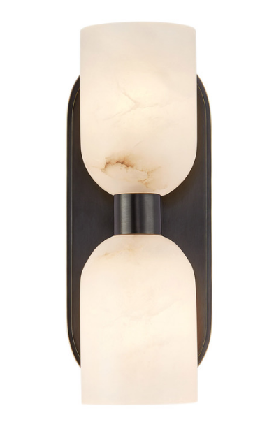 Alora Lighting WV338902UBAR Lucian 11.5 inches Tall Alabaster Glass LED Bathroom Vanity Light, Urban Bronze Finish