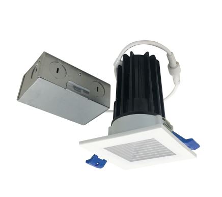 Nora Lighting NM2-2SB8527MPW 2 Inch M2 Square LED Baffled Downlight, 850lm / 10W, 2700K, 120V, Matte Powder White Finish