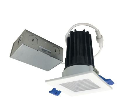 Nora Lighting NM2-2SB8530MPW 2 Inch M2 Square LED Baffled Downlight, 850lm / 10W, 3000K, 120V, Matte Powder White Finish
