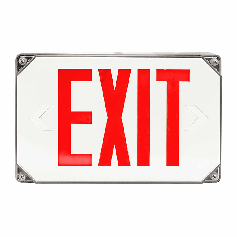 Westgate XT-WP-RG-EM LED Exit Sign Universal Single/Double Light, letter Color Red, Face Color White, Number of Faces Universal Single/Double