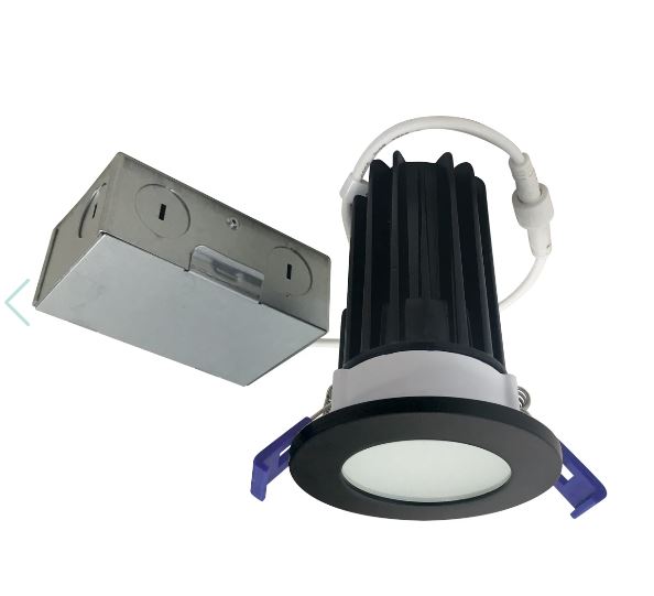 Nora Lighting NM2-2RDCS8527BB Recessed Fixture 2 Inch M2 Round LED Lensed Downlight, 850lm / 10W, 2700K, 120V, Matte Black Finish