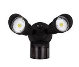 20 Watt LED Security Flood Light Fixture with Motion Sensor 5000K Black Finish