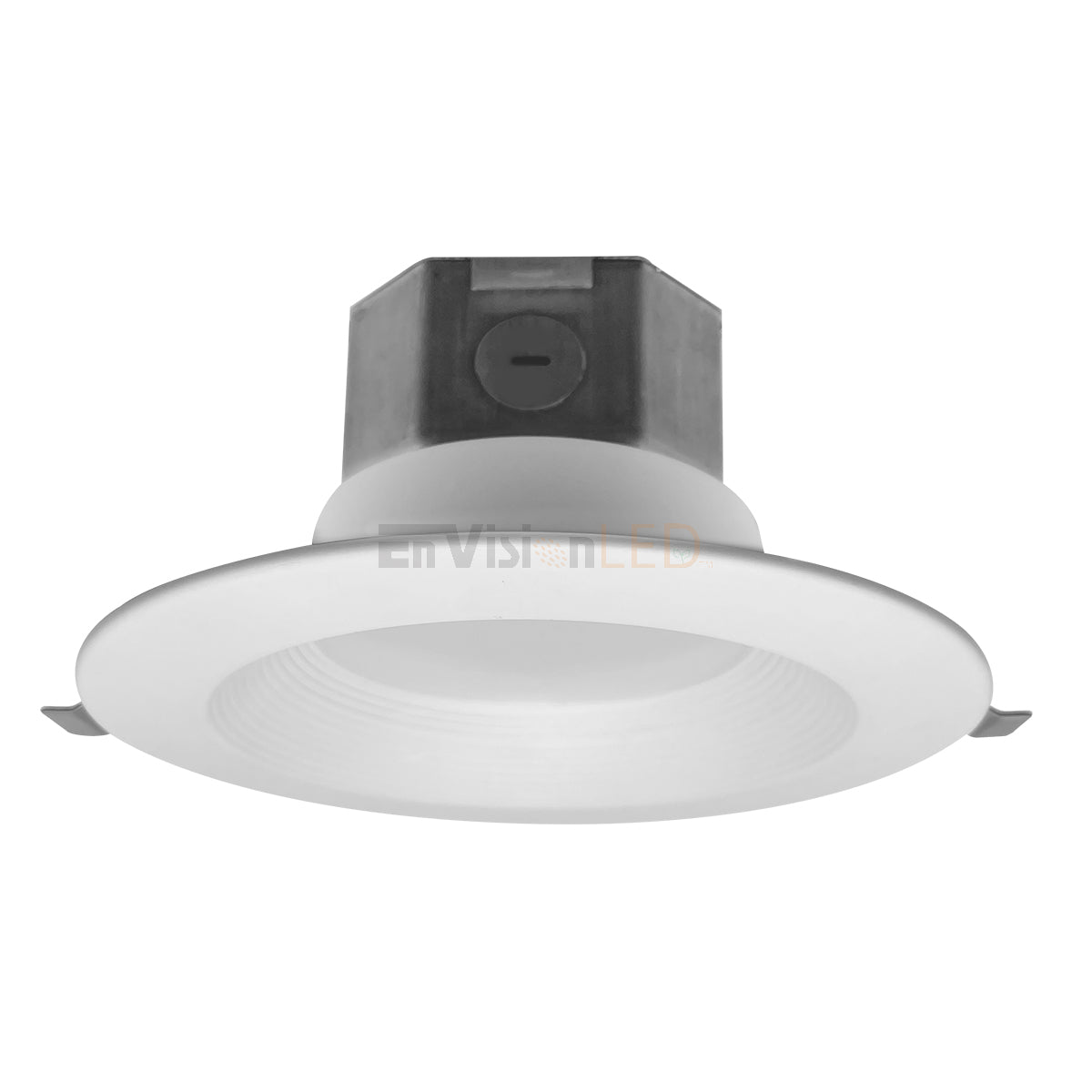 EnvisionLED LED-DLJBX-6B-14W-5CCT-WH LED 6 Inch J-Box Snap Trim Baffle Downlight White Finish