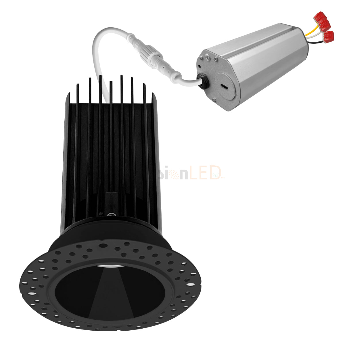 EnvisionLED LED-DLJBX-TML-4R-15W-5CCT-BLK LED 4 Inch Trimless Round Downlight 15W Black Finish