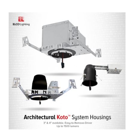 Elco Lighting E3LK66RICAD 3 Inch IC Airtight Remodel Housing for Koto™ Architectural LED Light Engine, Dimming 0-10V/Triac/ELV, Voltage 120/277V