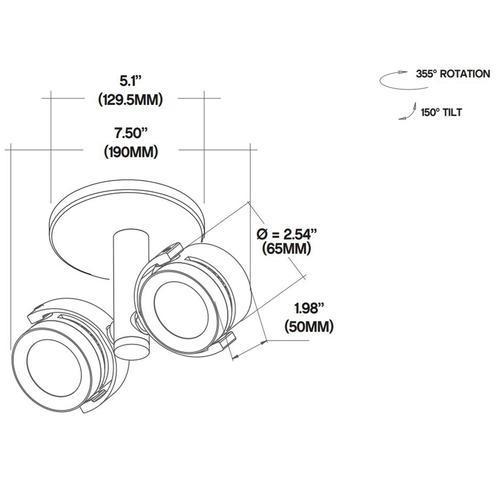 Core Lighting CMP410-L1-40-WH-FL-MP-UNV Double LED Monopoint Luminare Color Temperature 4000K, Beam Spread 30 Degrees White Finish