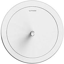 Lutron Premium Vive Hub HJS-2-FM, round white device with centered button and subtle LED indicator.
