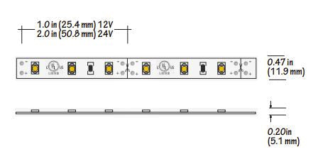 Core Lighting LSMW30-WW-25FT-24V Outdoor Flexible 3.0W LED Strip 3000K Color Temperature 25 ft. Length, 24 Voltage