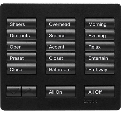 Lutron RR-T15RL-MN RadioRA 2 Maestro 0.3A Large 15 Buttons with Raise/Lower Midnight Tabletop Keypad 120V - BuyRite Electric