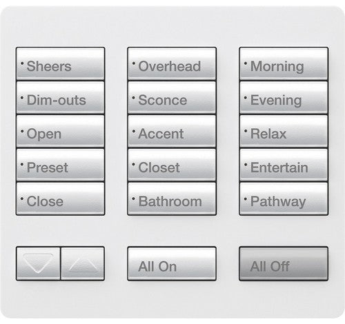 Lutron RR-T15RL-SW RadioRA 2 Maestro 0.3A Large 15 Buttons with Raise/Lower Tabletop Keypad 120V - BuyRite Electric